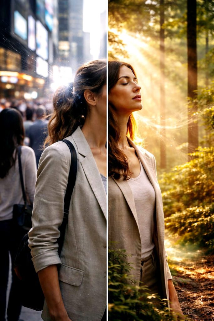 Vergleich Stadt und Wald – neurobiologische Wirkung von Shinrin Yoku auf Stress und Wahrnehmung